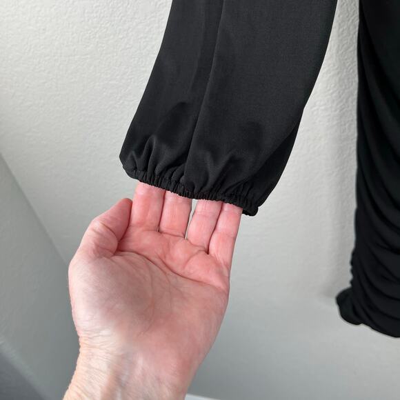 Emerald Sundae Black Stretch Ruched Bodycon Long Sleeve V-Neck Dress Plus 18 NWT - Picture 8 of 15